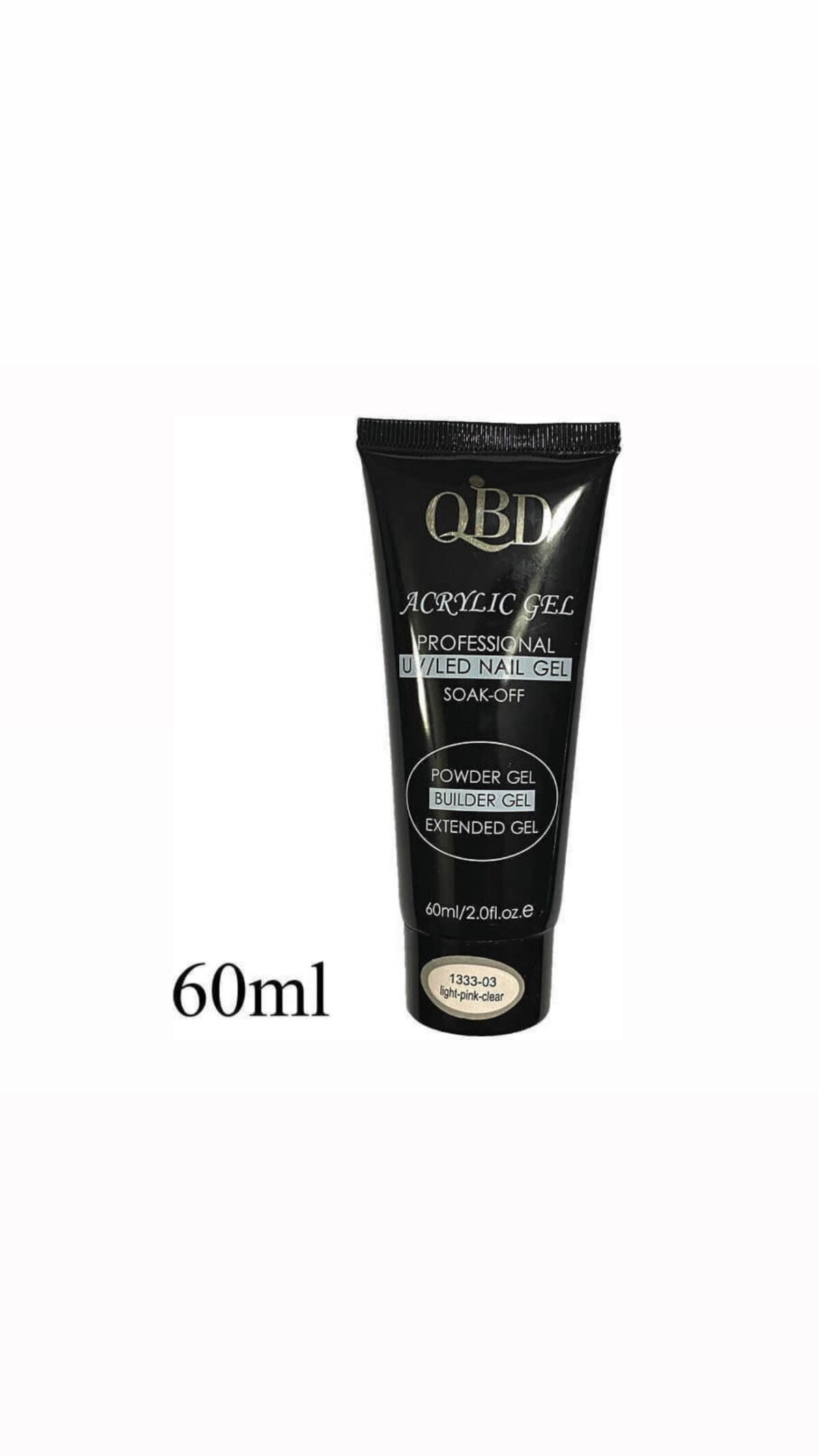 QBD Acrylic Gel UV/LED SOAK OFF Nail Gel 60ml Clear Light Pink 60ml