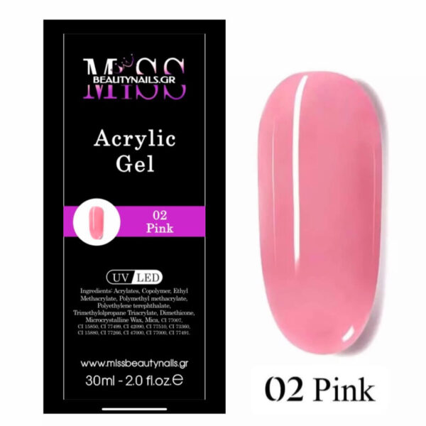Miss Beauty Nails Acrylic Gel 30ml 02 Pink