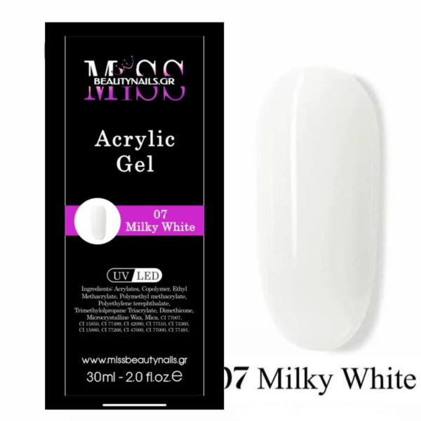 Miss Beauty Nails Acrylic Gel 30ml 07 Milky White