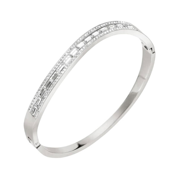 Γυναικεία Ατσάλινη Χειροπέδα Κυματοειδή Με Πέτρες - Women's Steel Handcuffs Wavy With Stones -