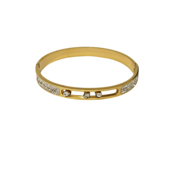 Γυναικεία Ατσάλινη Χειροπέδα Με Πέτρες Ζιργκόν Και Μπίλιες - Women's Steel Handcuffs With Zircon Stones And Balls