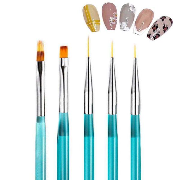 Σετ 5 Πινέλα Νυχιών mix  Blue