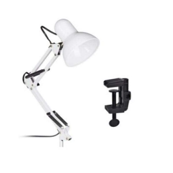Μεταλλικό Φωτιστικό Γραφείου με Clamp Στήριξης Λευκο