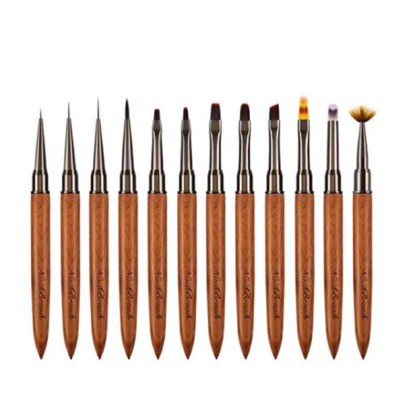 Σετ 12 Nail Art Brushes Wooden Handle σε Κασετίνα